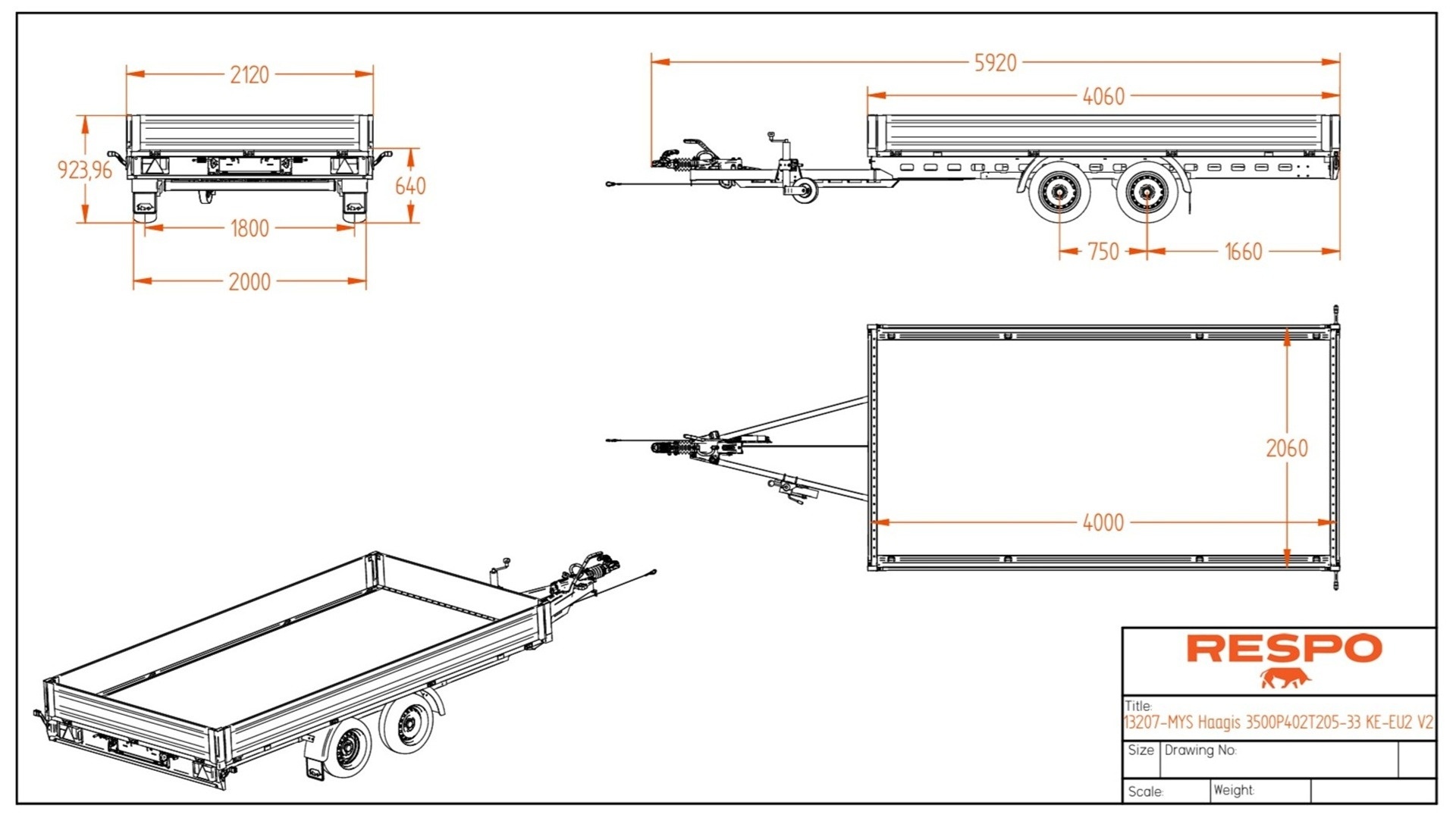 3500P402T205 Платформний причіп