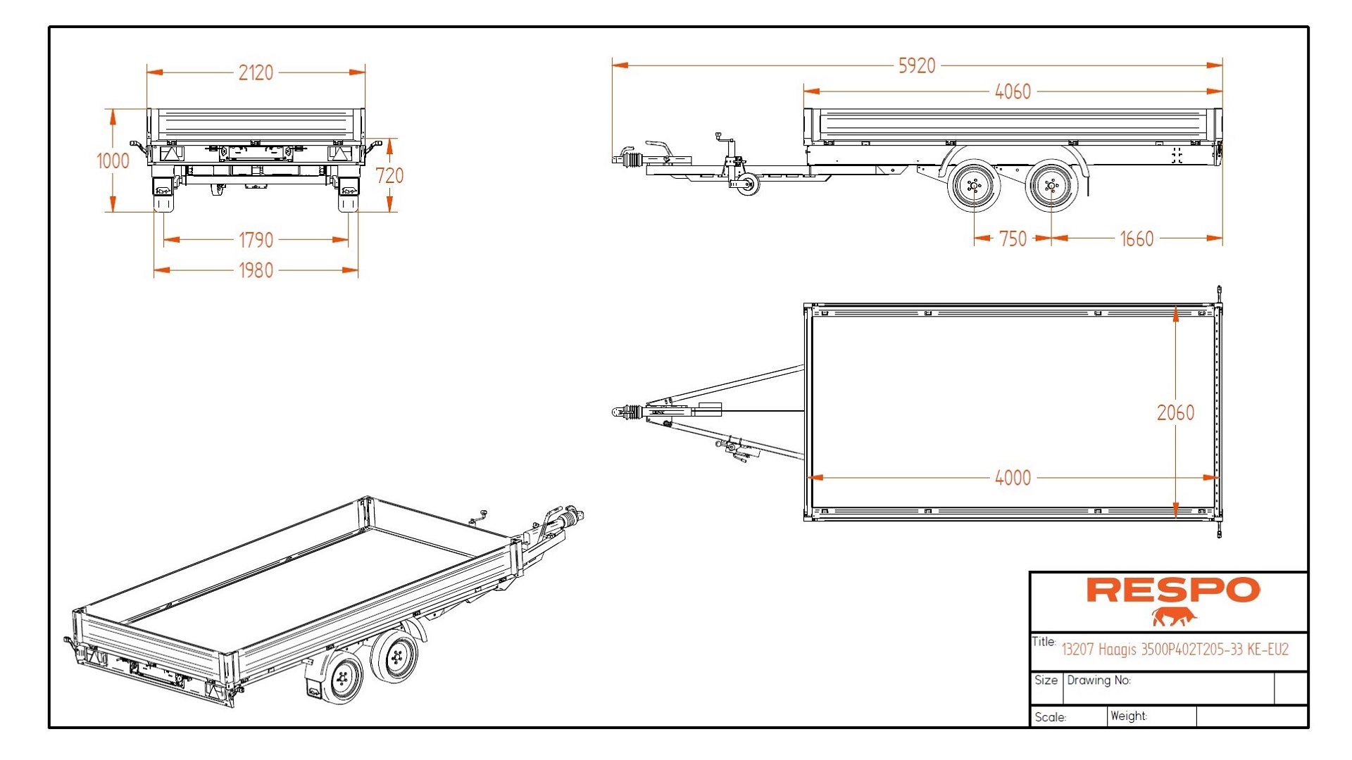 3500P402T205 Платформний причіп