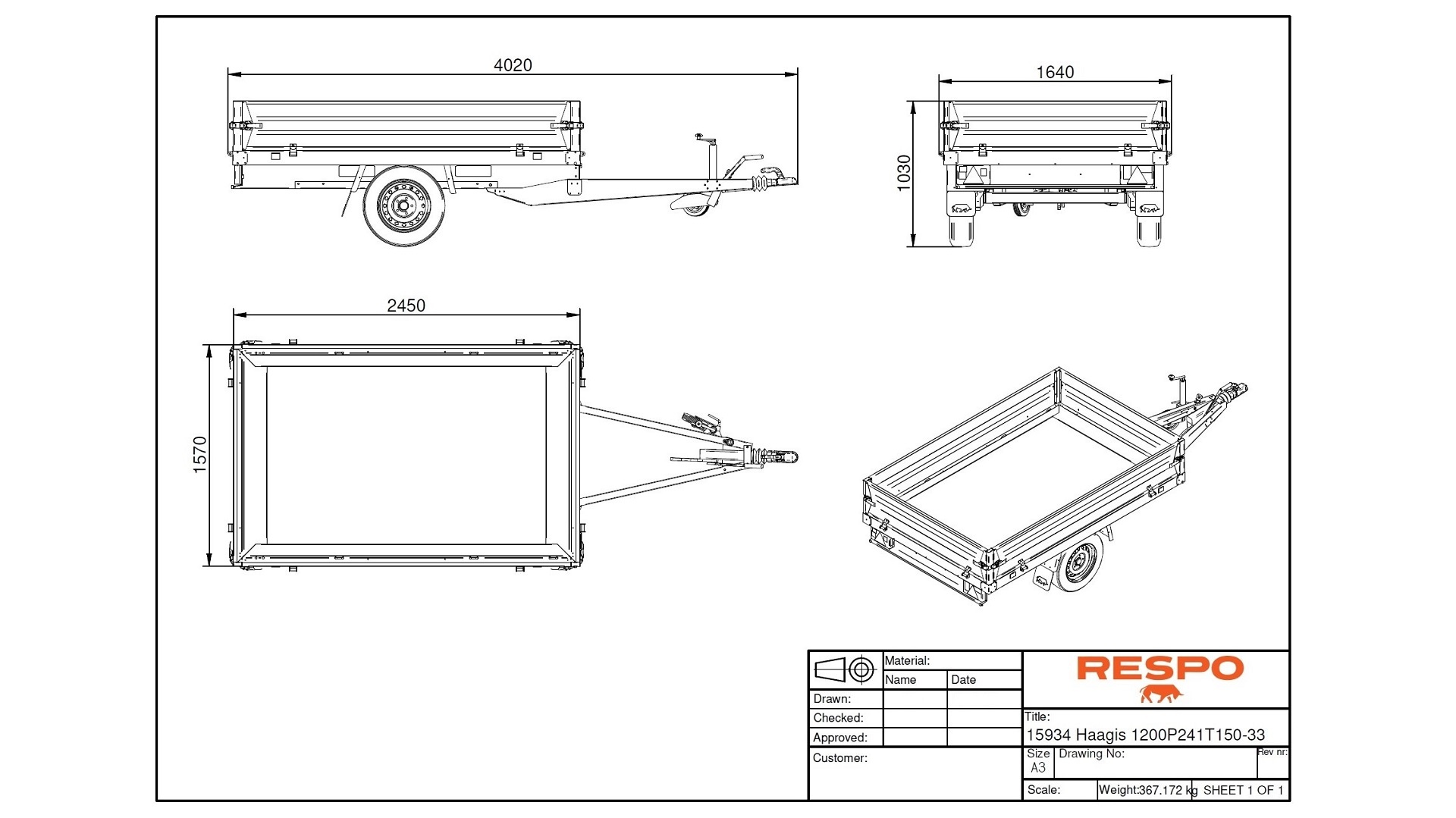 1200P241T150 PLH Платформний причіп