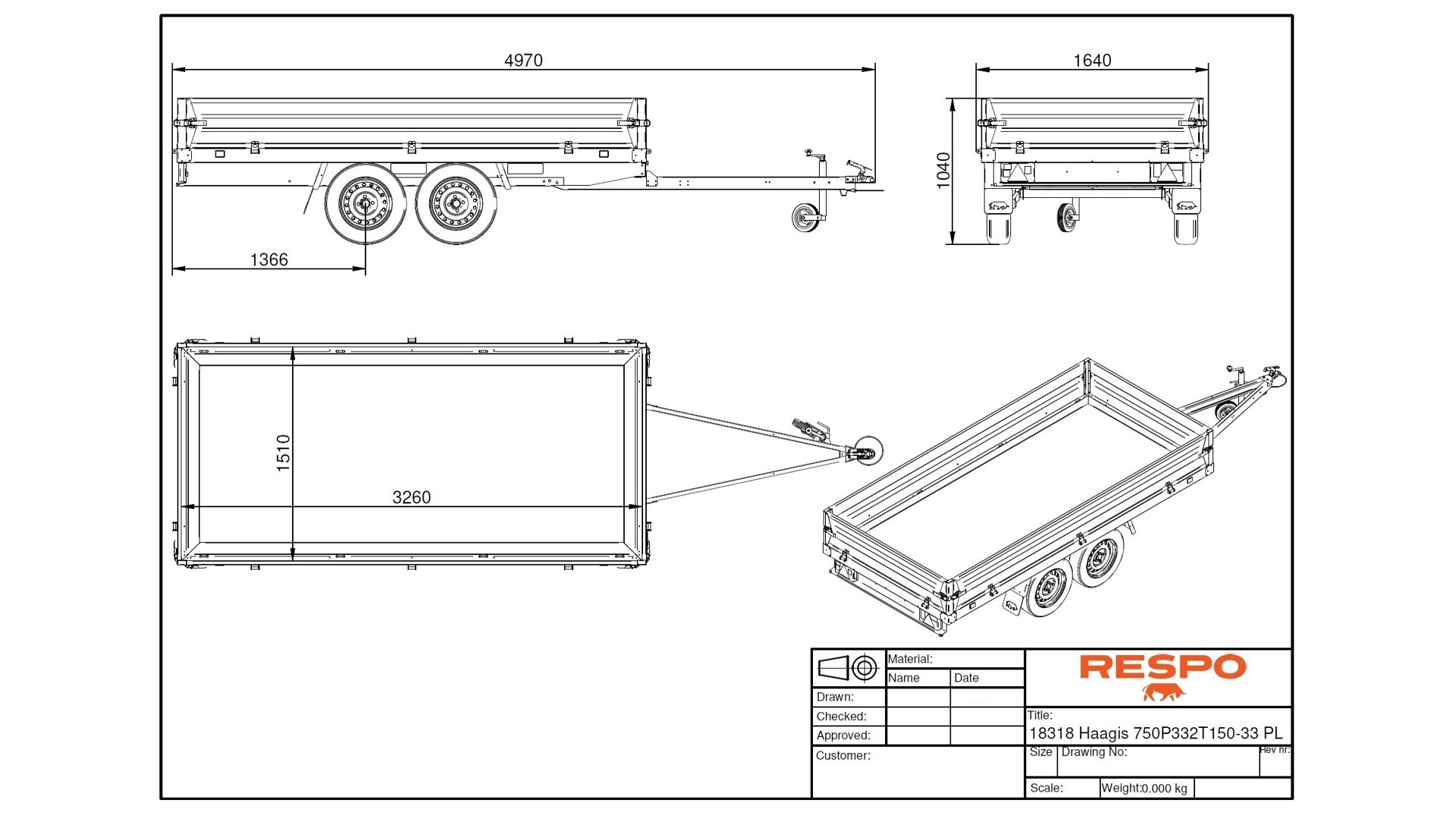 750P332T150 PLH Платформний причіп