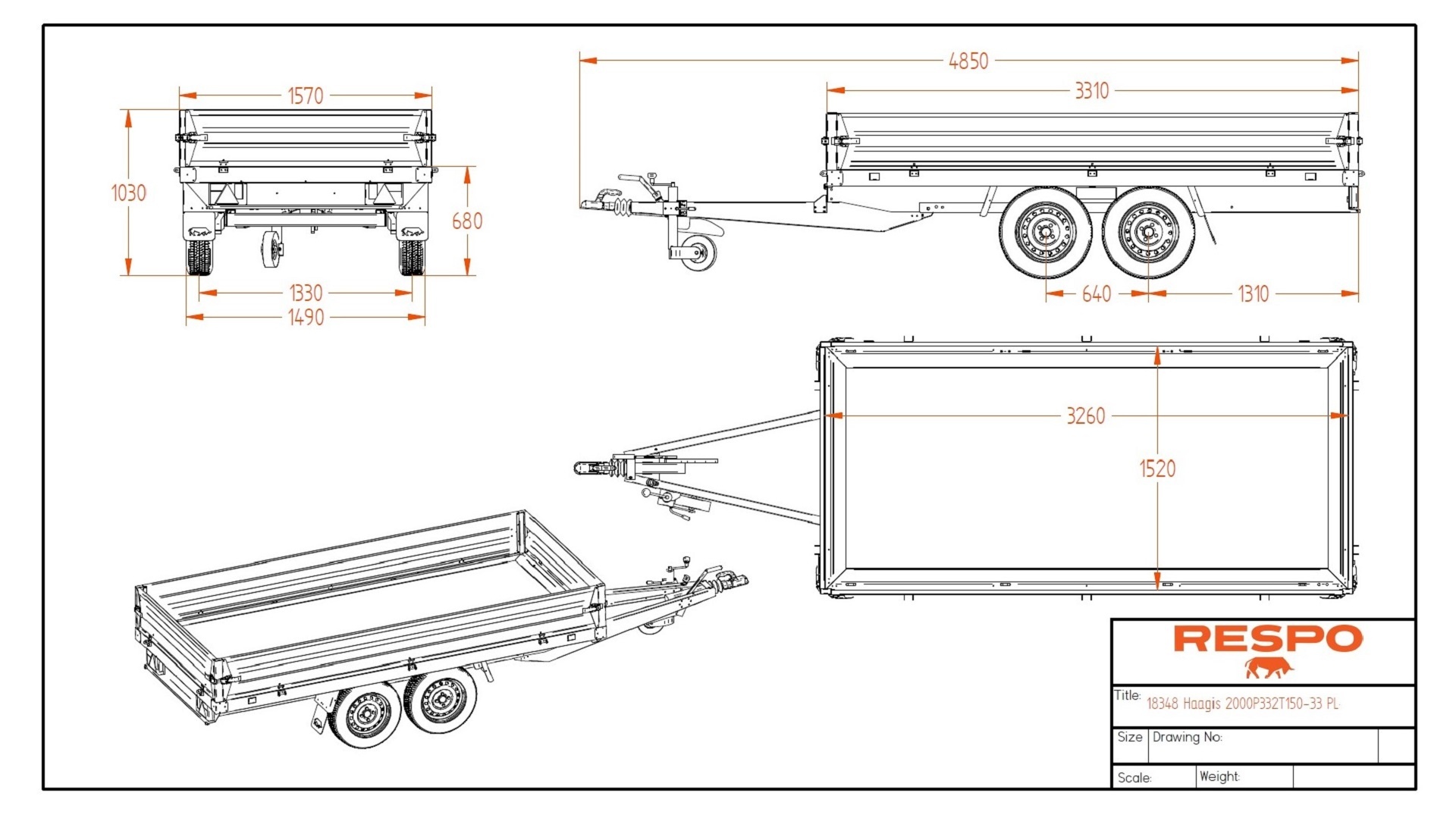 2000P332T150 PLH Платформний причіп