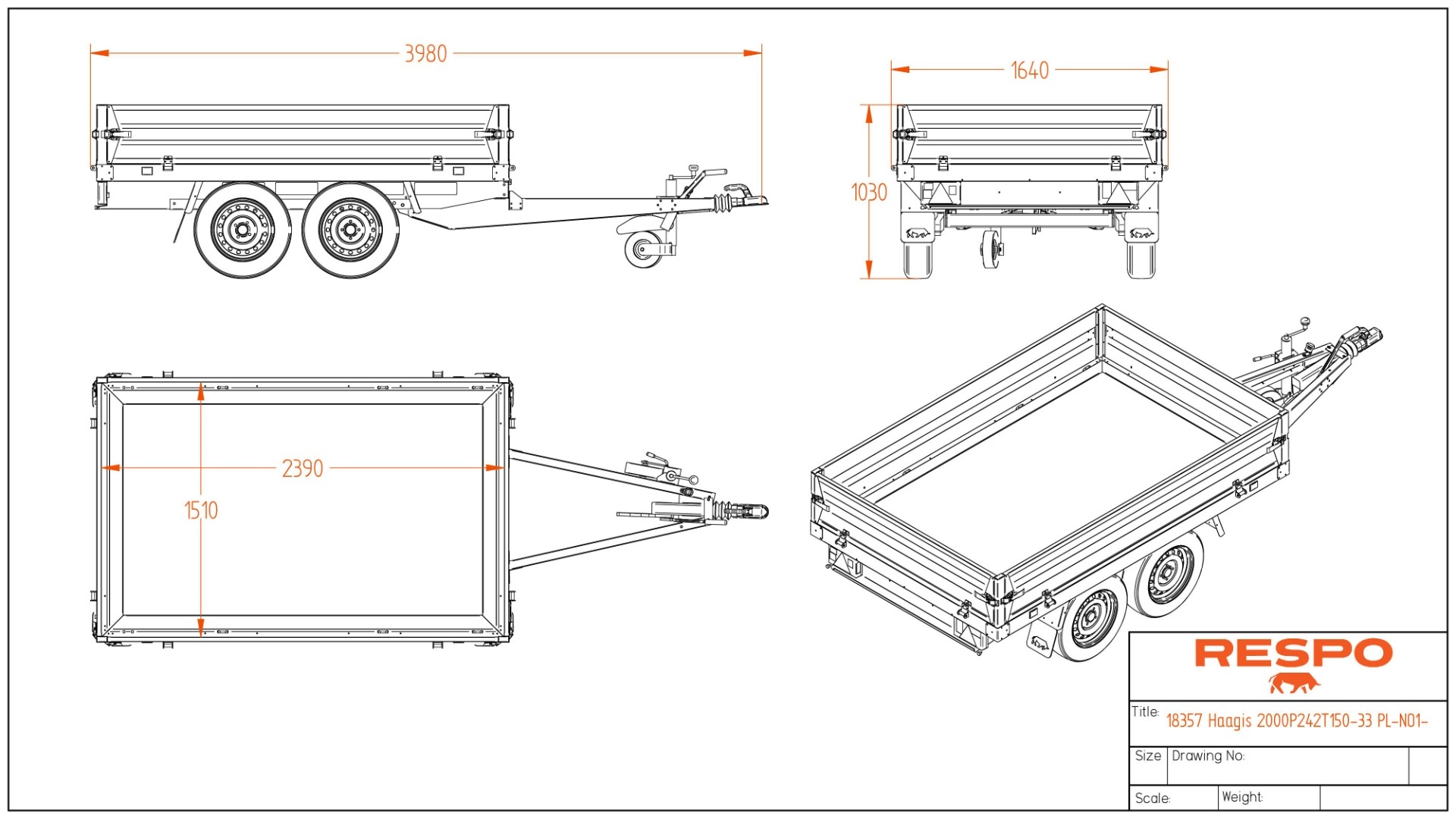 2000P242T150 PLH Платформний причіп
