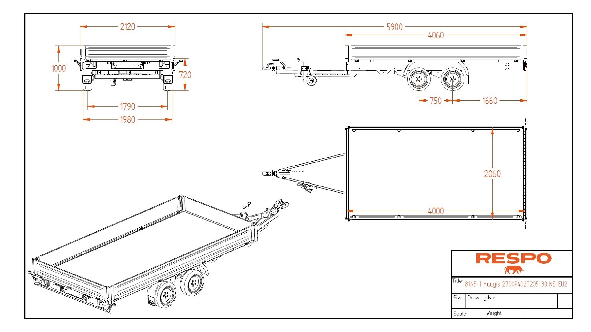 2700P402T205 Платформний причіп
