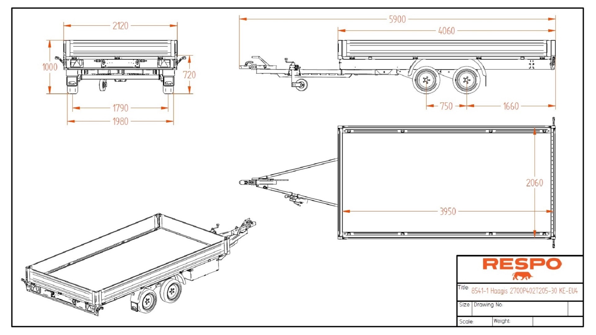 2700P402T205 Платформний причіп (з аксесуарами)